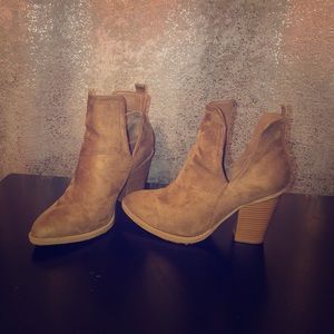 Brown suede booties